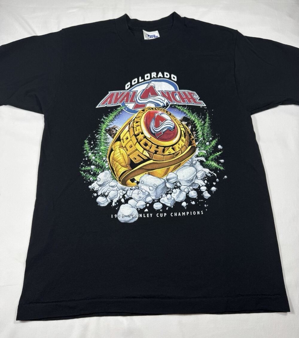 Vintage 1996 NHL Colorado Avalanche Stanley Cup Champions Pro Player T-Shirt Med